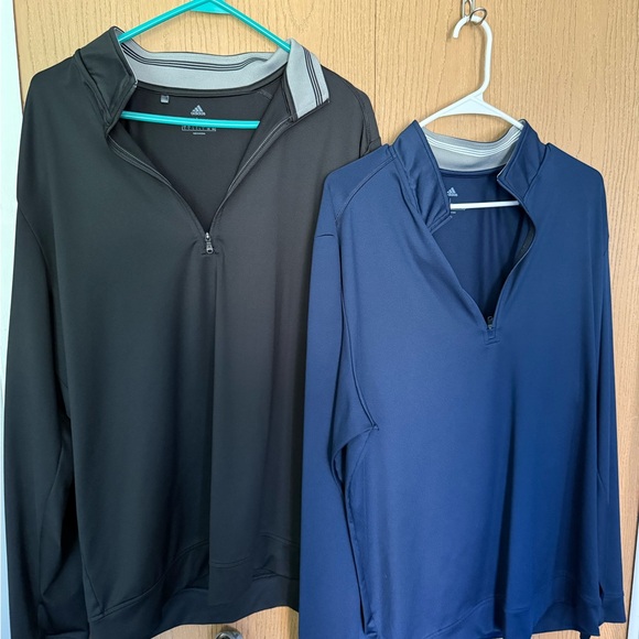 Adidas Black and Navy Quarter-Zip Tops - Picture 1 of 1